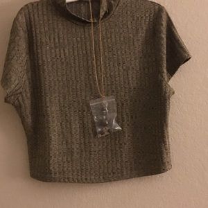 High neck rib crop top